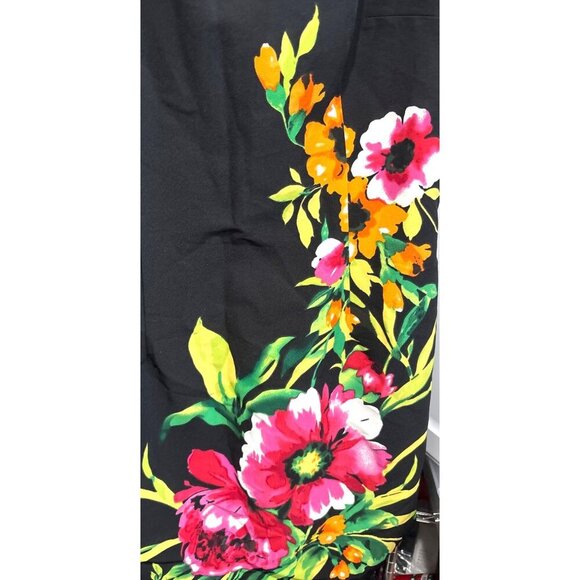 Ronni Nicole‎ Black Floral Sleeveless Sheath Dress Size 12 Vibrant Summer Garden - Picture 6 of 7